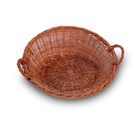 Round wicker tray with handles