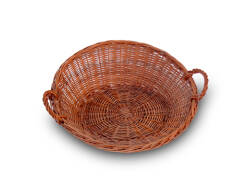 Round wicker tray with handles