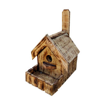 Budka lęgowa dla ptaków, domek z opalanego drewna