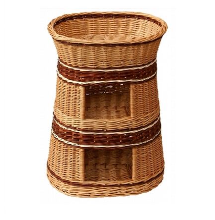 Wiklinowa budka dla kota z trzema legowiskami
