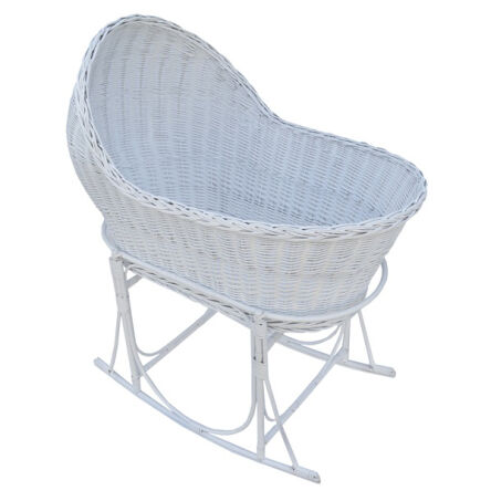 Wicker basket for babies with the frame- white