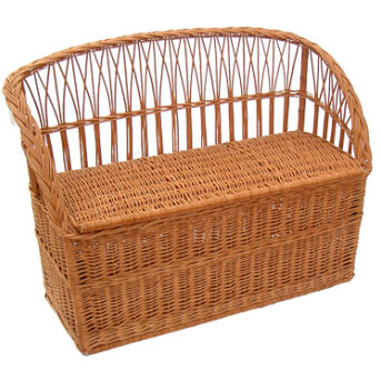 Wicker storage bench with sitting 90
