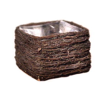 Wooden flower pot, birch twigs, Kwadrat 53