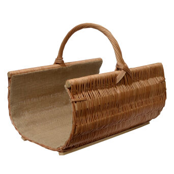 Wicker fireplace basket, with jute lined, open 60