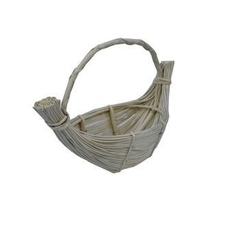 Wicker gift basket, white, Łódka 60