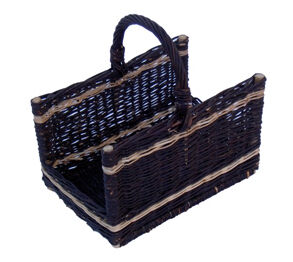 Wicker fireplace basket, open, dark 50