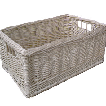 Skrzynka wiklinowa, Okienko, biała 34x22x16