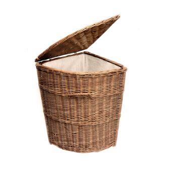 Corner laundry hamper with hem 40
