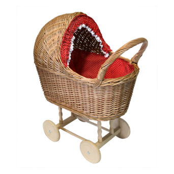 Wicker baby doll stroller