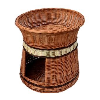 Wiklinowa budka dla kota z dwoma legowiskami