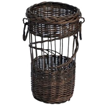 Wicker umbrella stand with handles, openwork
