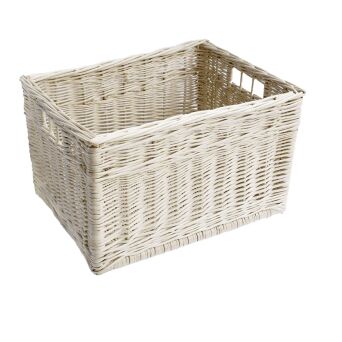 Wicker rear bicycle storage basket, white