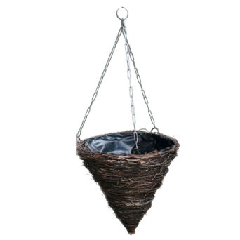 Birch hanging planter basket, round