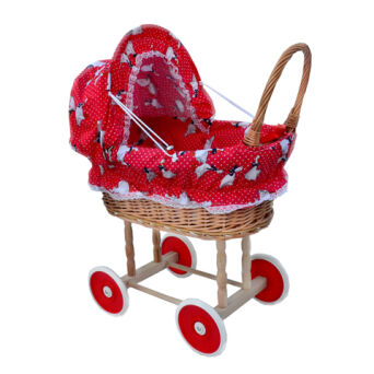 Wicker baby doll stroller