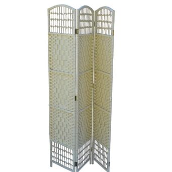 Rattan room divider, 3 panel, ecru 40x3/170