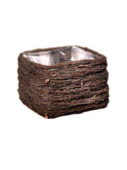 Wooden flower pot, birch twigs, Kwadrat 30