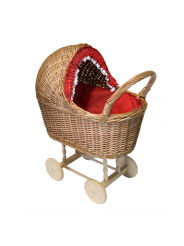 Wicker baby doll stroller