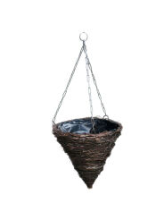 Birch hanging planter basket, round