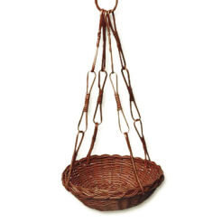Wicker hanging flower basket, full