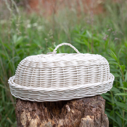 Wicker bread box, oval, white 40