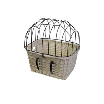 Wicker bike basket for small dogs/cats, white 48
