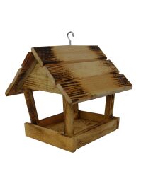 Wooden bird feeder for outdoors hanging, small