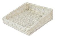 Wicker basket for storage organizing, trapezoid, white 30x30