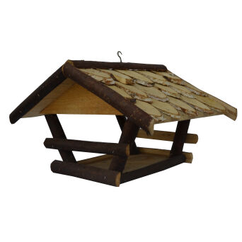Wooden bird feeder for outdoors hanging, two-tone