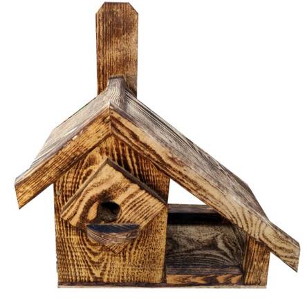 Budka lęgowa dla ptaków, domek z opalanego drewna