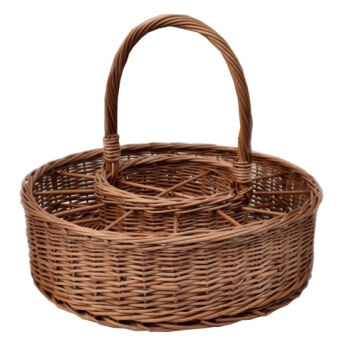 Wicker bottle and wine glasses carrier (for 4 bottles and 12 wine glasses)