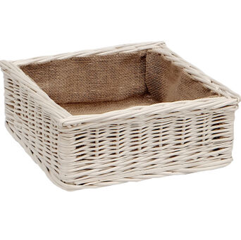 Wicker storage basket with jute lining 30x30x15