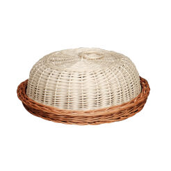Wicker bread box, round, two-colored 35
