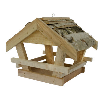 Wooden bird feeder for outdoors hanging, medium