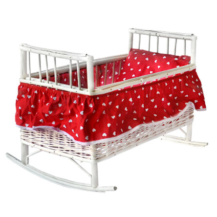 Wicker play cradle for dolls, white