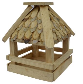 Wooden bird feeder for outdoors hanging, square