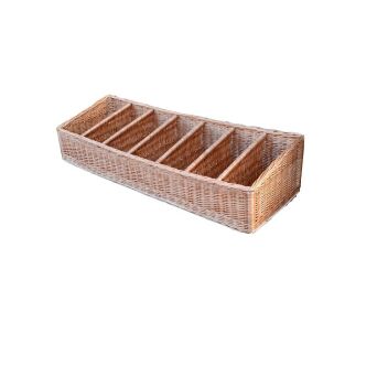 Wicker basket for storage organizing, trapezoid, with a fiberboard bottom 125x41