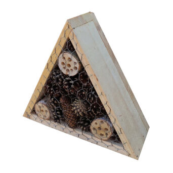 Wooden insect house, triangle