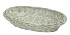 Wicker tray, oval, white 29x19