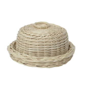 Wicker bread box, round, white 35