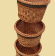 Wooden display rack with 3 round, wicker baskets - 2