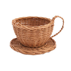 Wicker plant basket, Cup with saucer