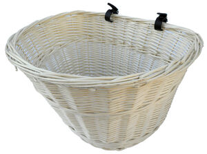 Wicker bike basket, white with leather straps 42