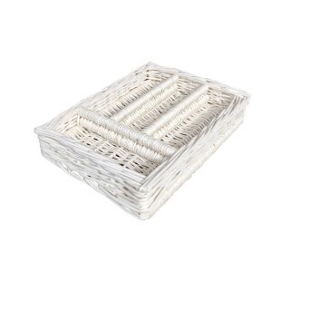 Wicker kitchen drawer organizer, white
