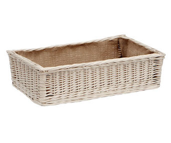 Wicker storage basket with jute lining 55x30x15