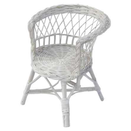 Wicker kids chair, white, Czajka