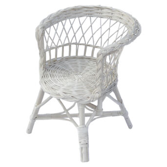 Wicker kids chair, white, Czajka