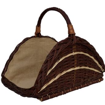 Wicker fireplace basket, dark with jute lined, open 70