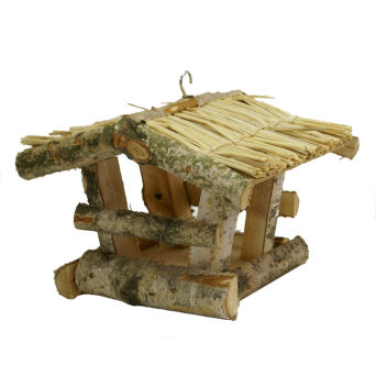 Wooden bird feeder for outdoors hanging
