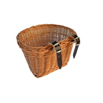 Wicker bike basket with leather straps for kids 24