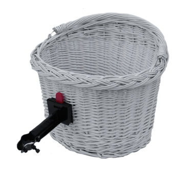 Wiklinowy kosz rowerowy, biały z mocowaniem metalowym 41